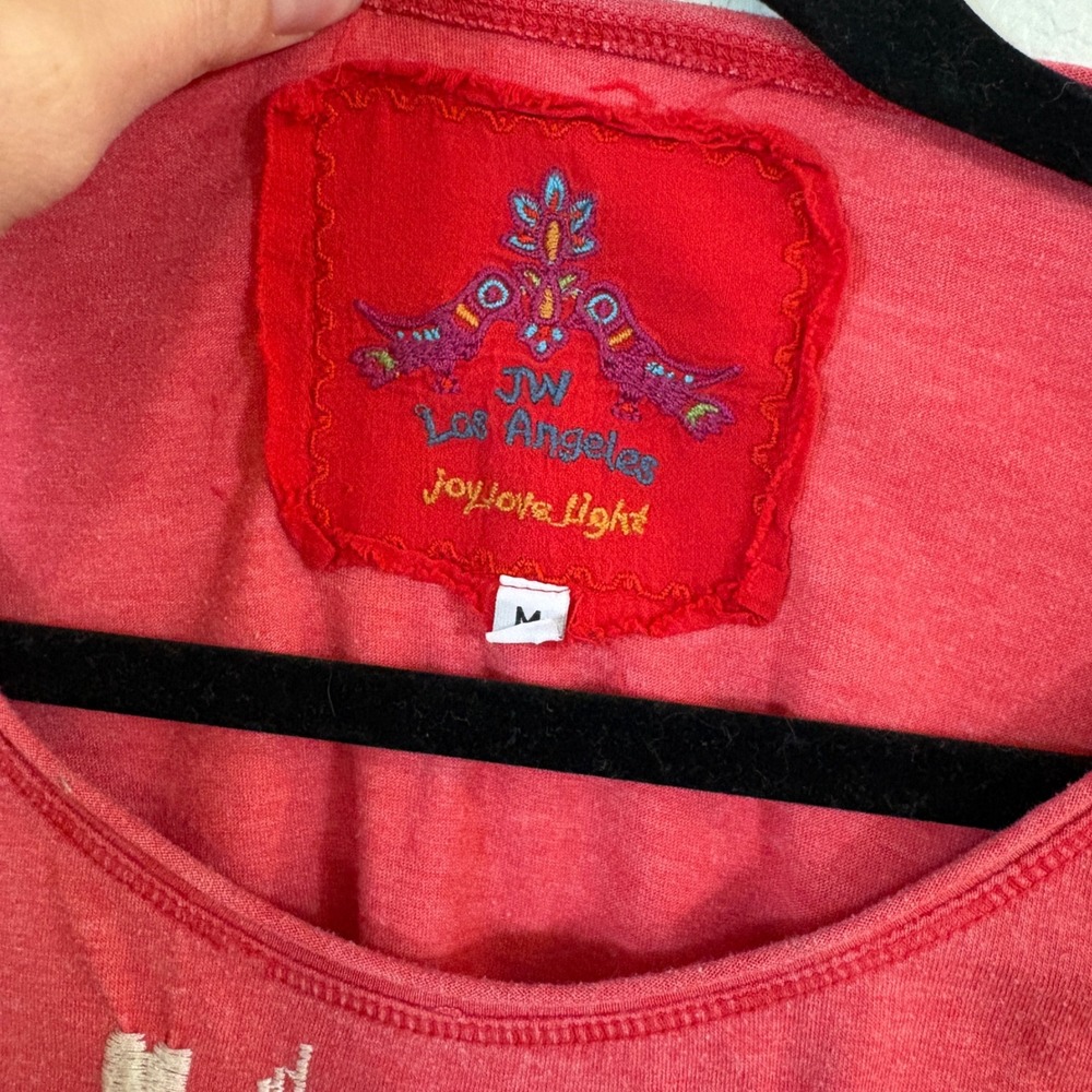 JW Los Angeles Tunic Top M Red Embroidered Oversized Johnny Was Boho Western - Picture 2 of 5